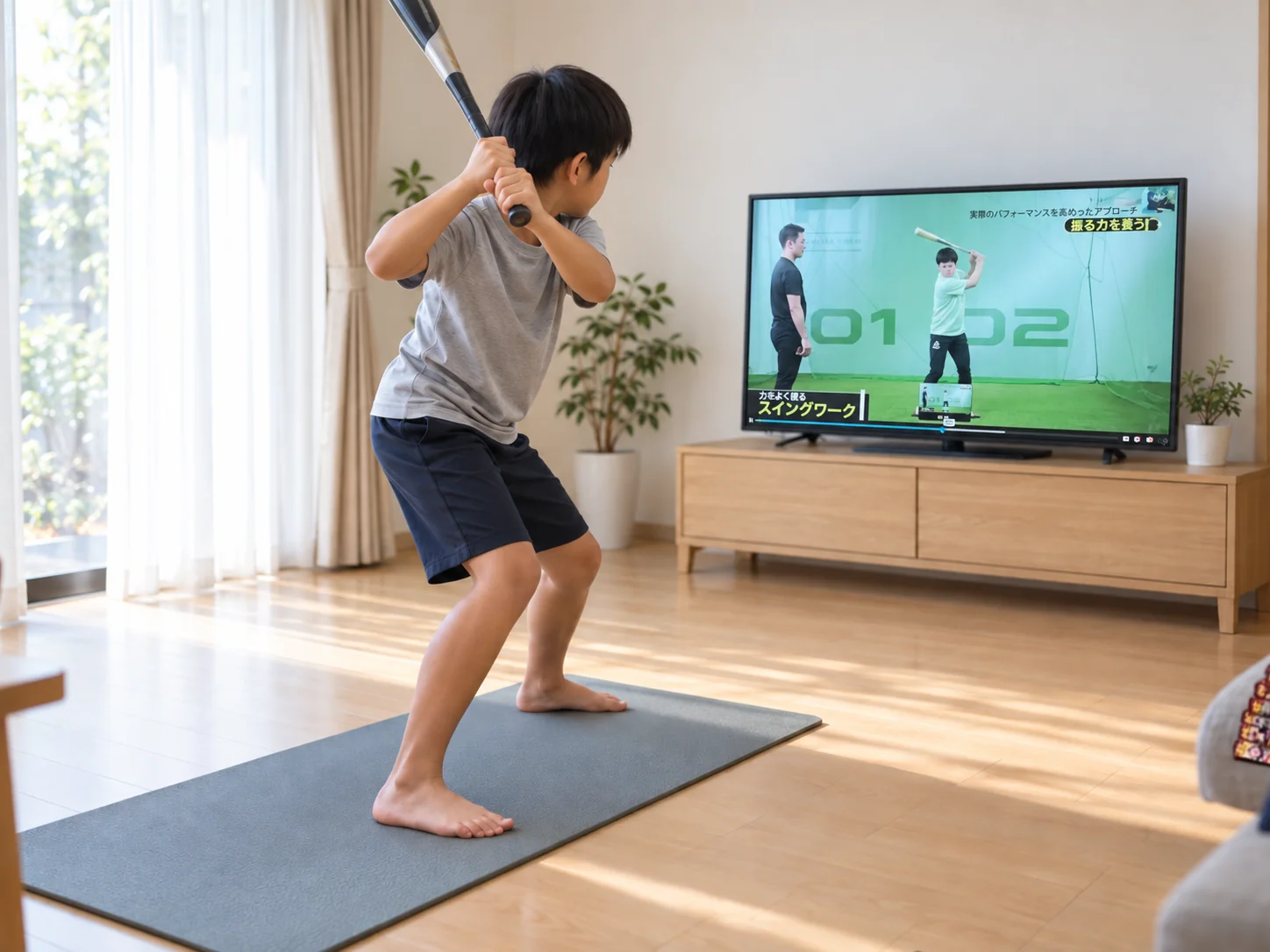 自宅でテレビを見ながら練習(利用イメージ)